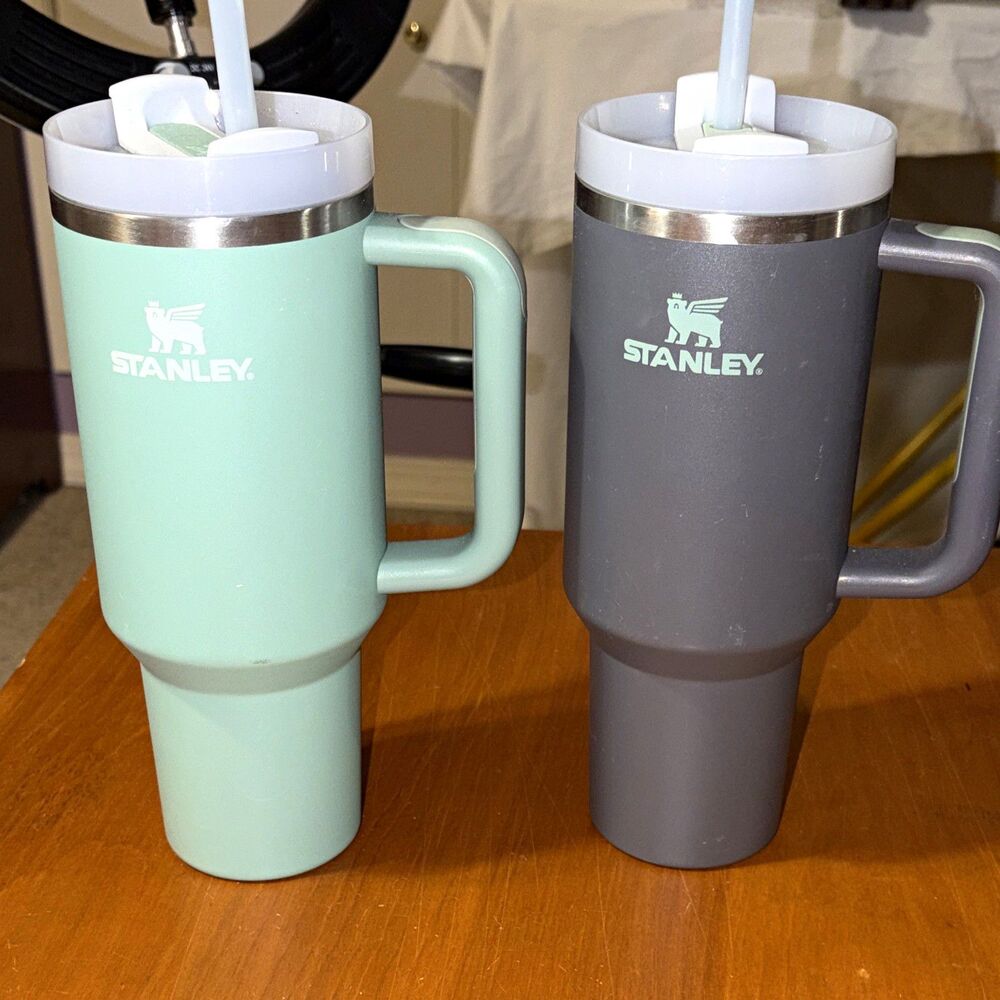 Bundle 2-Stanley Quencher H2.0 FlowState 40 oz Tumblers w/ Handle Straw Lid, 2pc